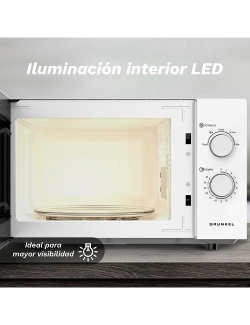 Microondas Grunkel MW-25EASY/ 850W/ Capacidad 25L/ Blanco