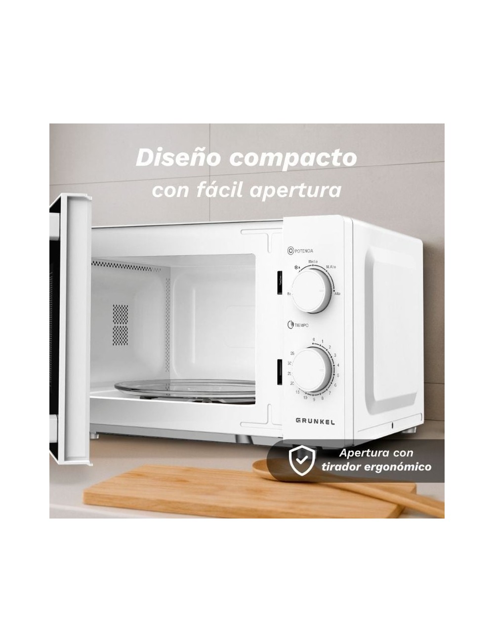 Microondas Grunkel MW-25EASY/ 850W/ Capacidad 25L/ Blanco