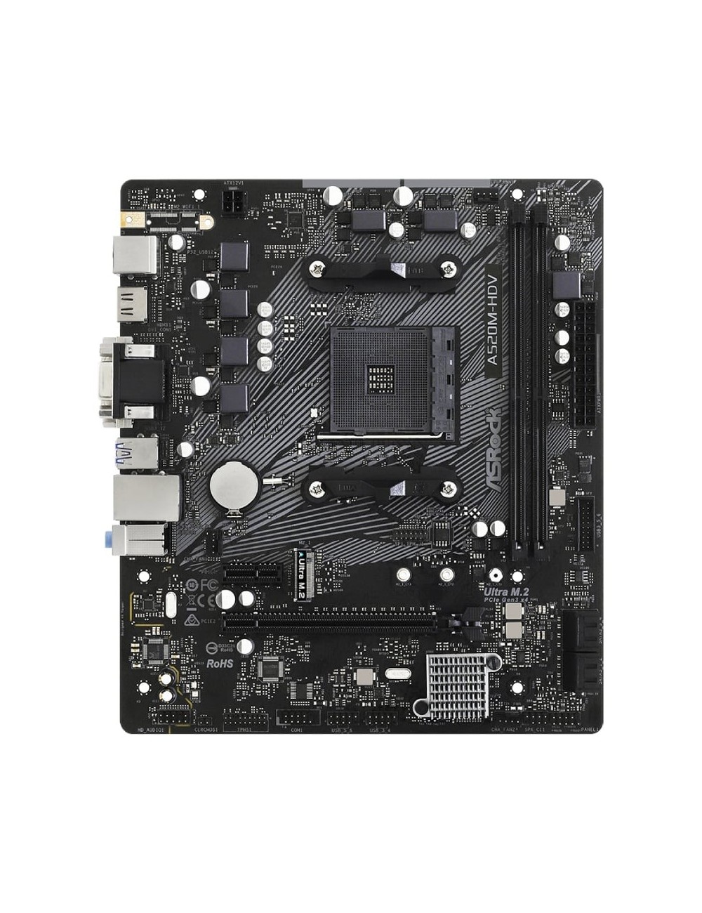 Placa Base Asrock A520M-HDV/ DDR4/ PCIe 3.0/ Socket AM4/ Micro ATX