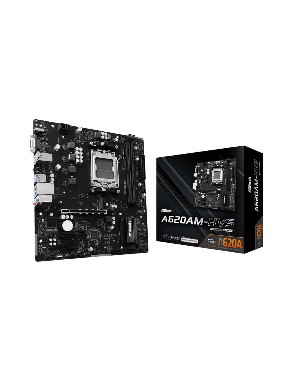 Placa Base Asrock A620AM-HVS/ DDR5/ PCIe 4.0/ Socket AM5/ Micro ATX