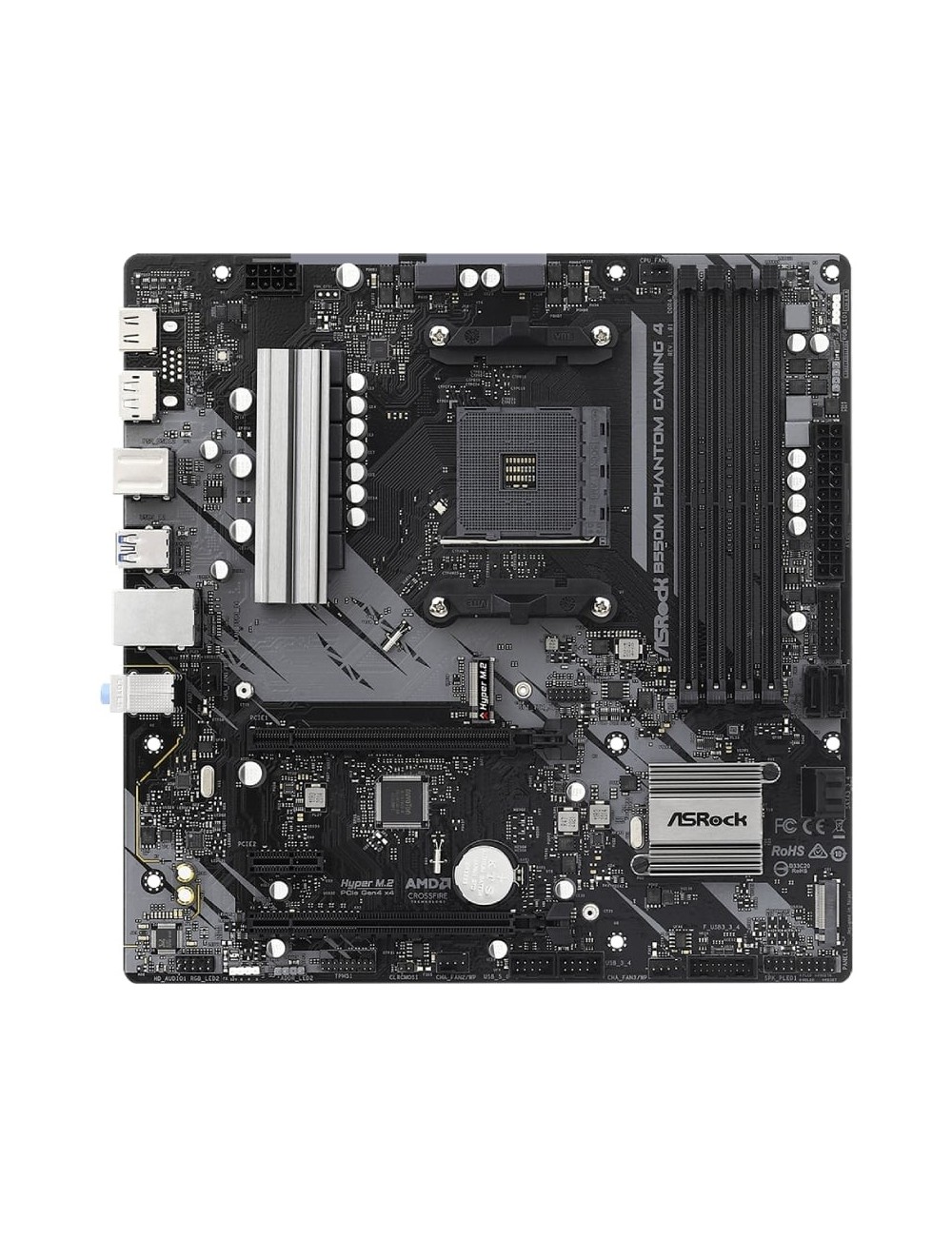 Placa Base Asrock B550M Phantom Gaming 4/ DDR4/ PCIe 4.0/ Socket AM4/ Micro ATX