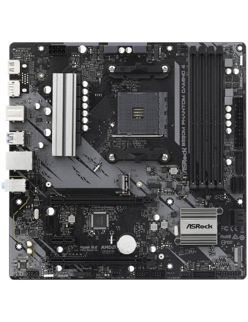 Placa Base Asrock B550M Phantom Gaming 4/ DDR4/ PCIe 4.0/ Socket AM4/ Micro ATX