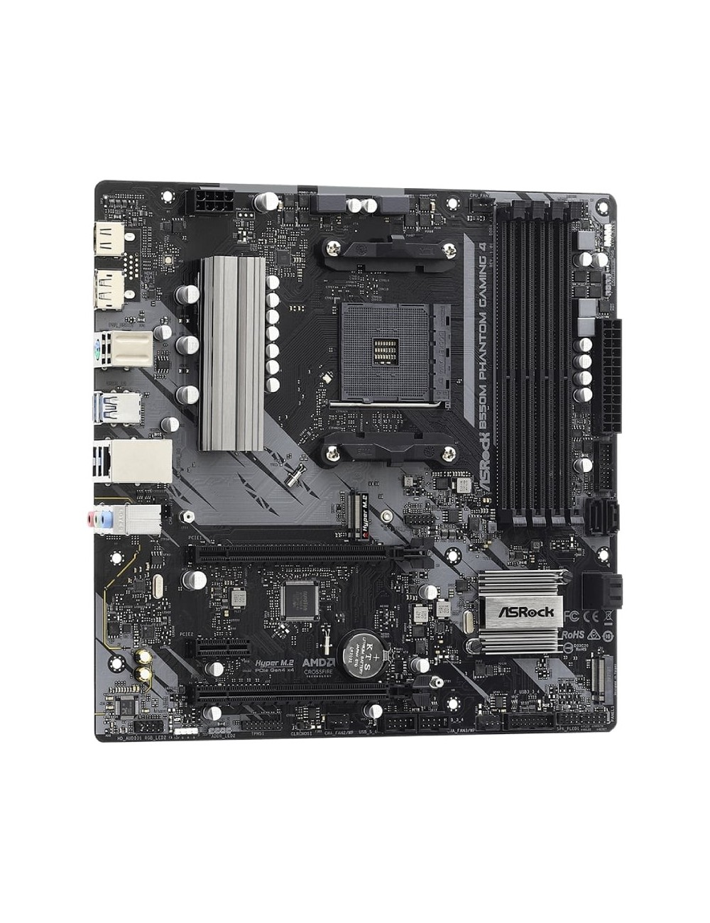 Placa Base Asrock B550M Phantom Gaming 4/ DDR4/ PCIe 4.0/ Socket AM4/ Micro ATX