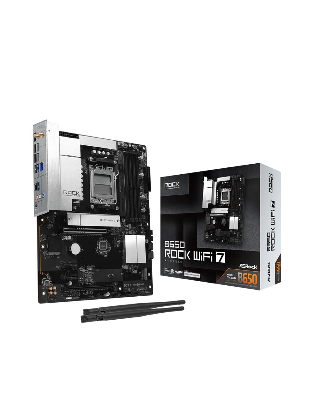 Placa Base Asrock B650 ROCK WIFI 7/ DDR5/ PCIe 5.0/ Socket AM5
