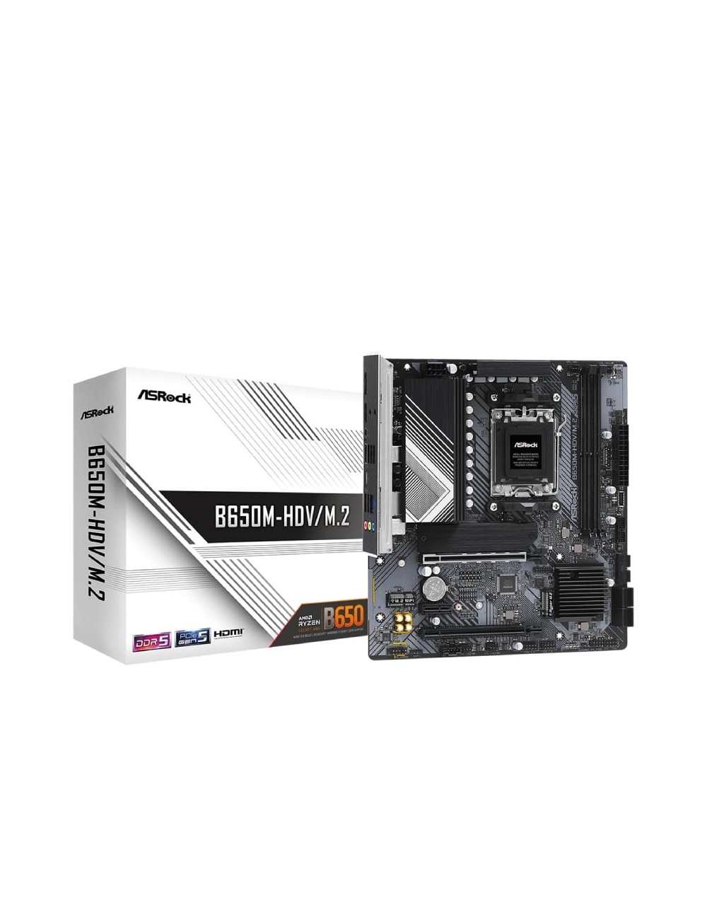 Placa Base Asrock B650M-HDV/M.2/ DDR5/ PCIe 5.0/ Socket AM5/ Micro ATX