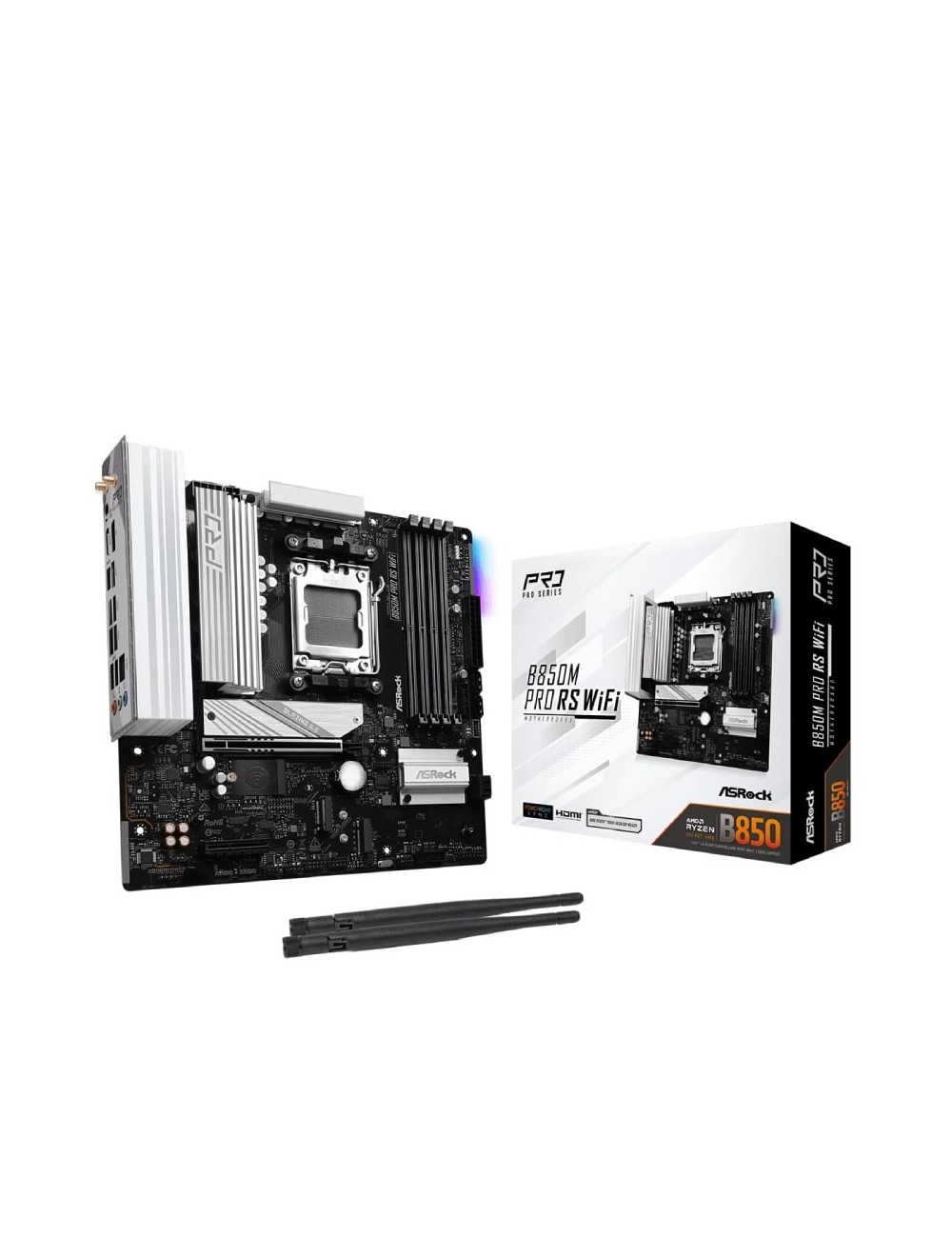 Placa Base Asrock B850M Pro RS WiFi/ DDR5/ PCIe 5.0/ Socket AM5/ Micro ATX