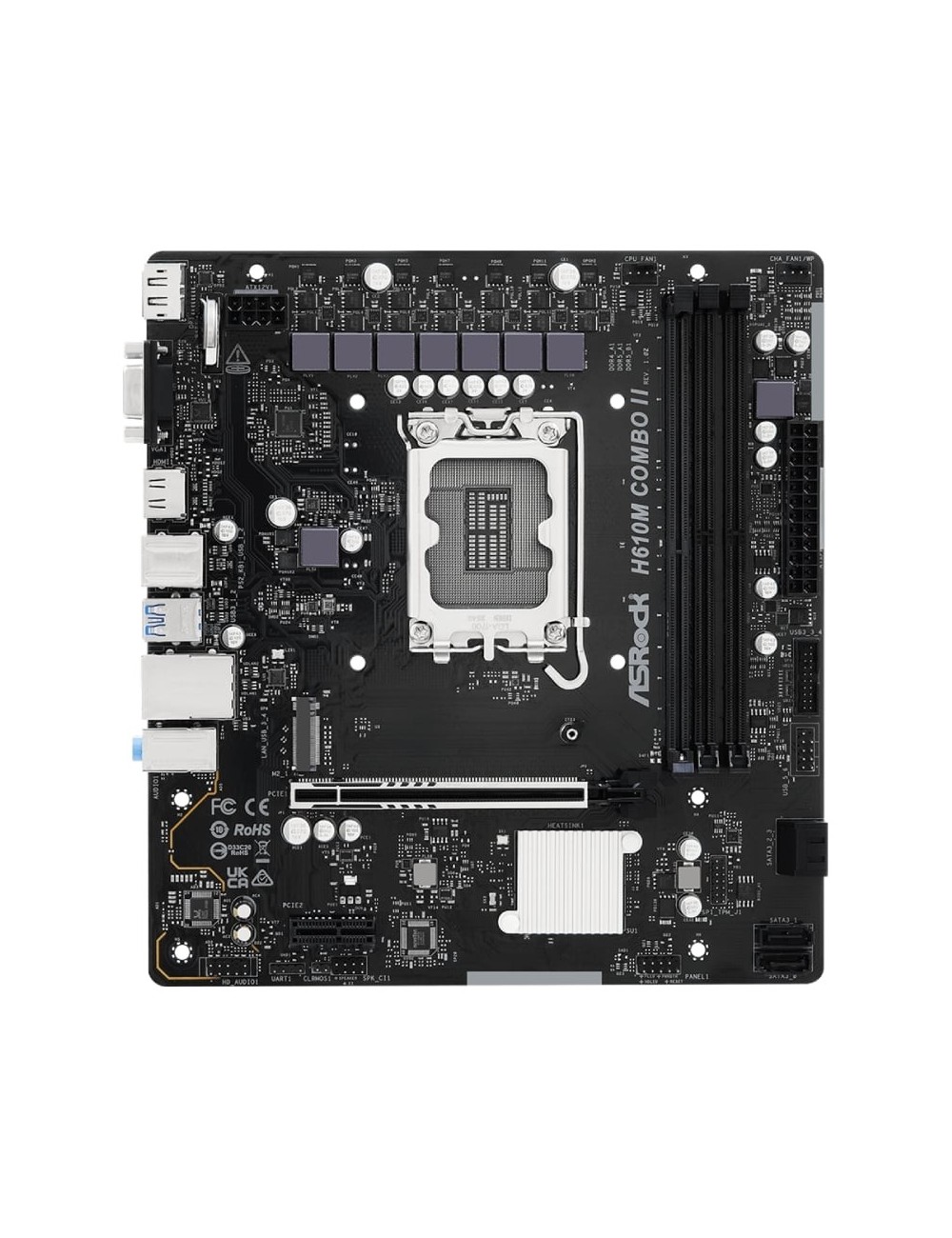 Placa Base Asrock H610M COMBO II Socket 1700/ DDR4/ DDR5/ PCIe 5.0/ Micro ATX