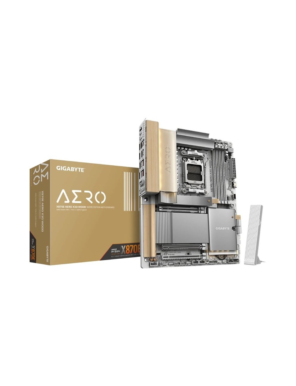 Placa Base Gigabyte X870E AERO X3D WOOD Socket AM5/ DDR5/ PCIe 5.0