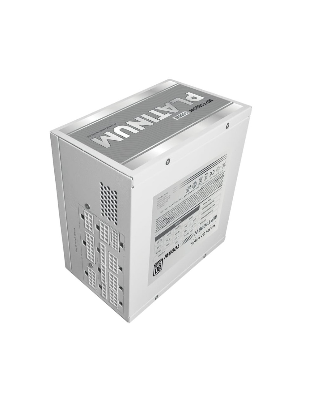 Fuente de Alimentación Mars Gaming MPT1000/ 1000W/ Ventilador 14cm/ ATX 3.1/ PCIe 5.1/ 80 Plus Platinum/ Blanca