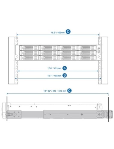 Kit de Railes deslizantes QNAP RAIL-B02/ para Modelos de Nas Compatibles