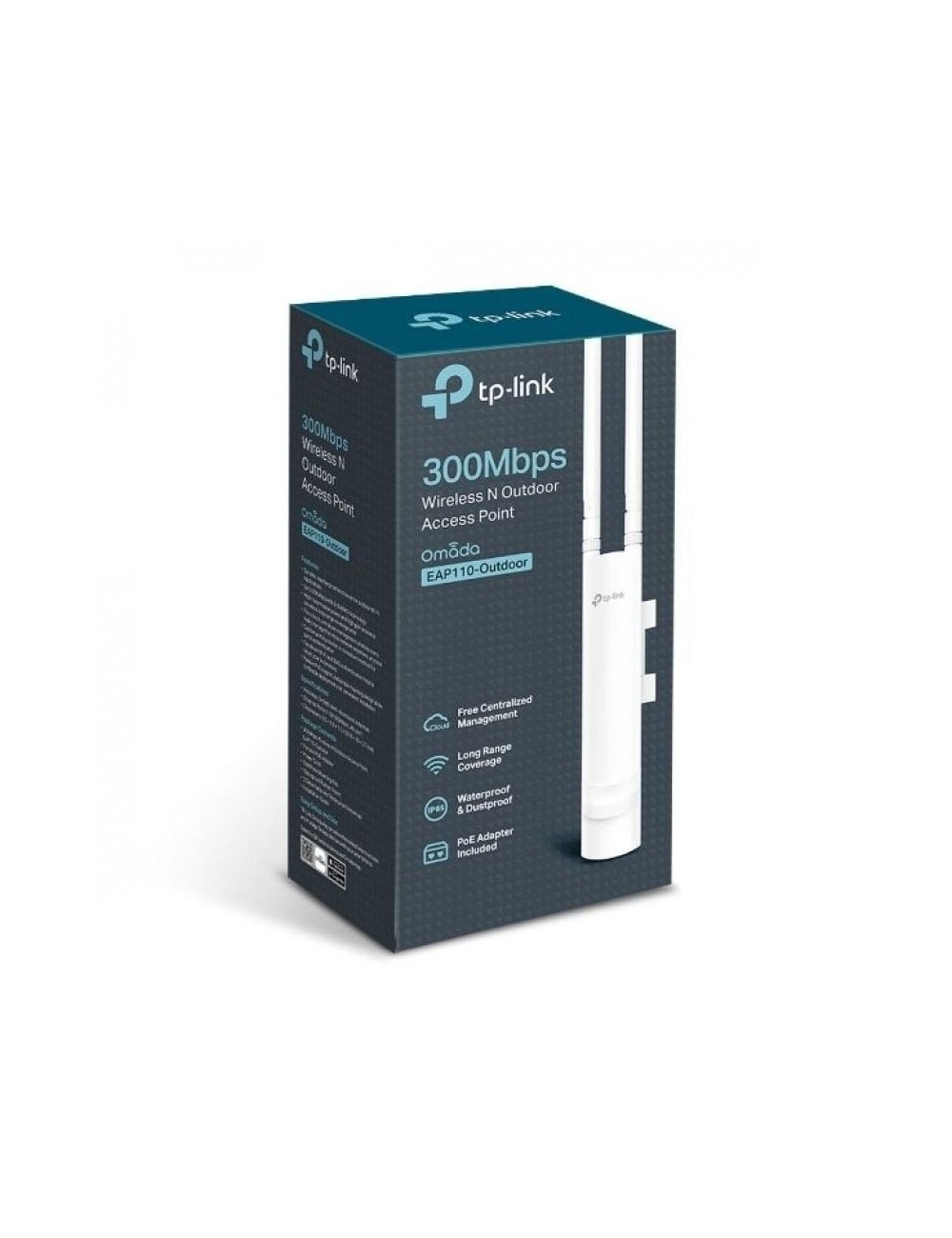 Punto de Acceso Inalámbrico TP-Link Omada EAP110-Outdoor V2 PoE 300Mbps/ 2.4GHz/ Antenas de 5dBi/ WiFi 802.11n/b/g
