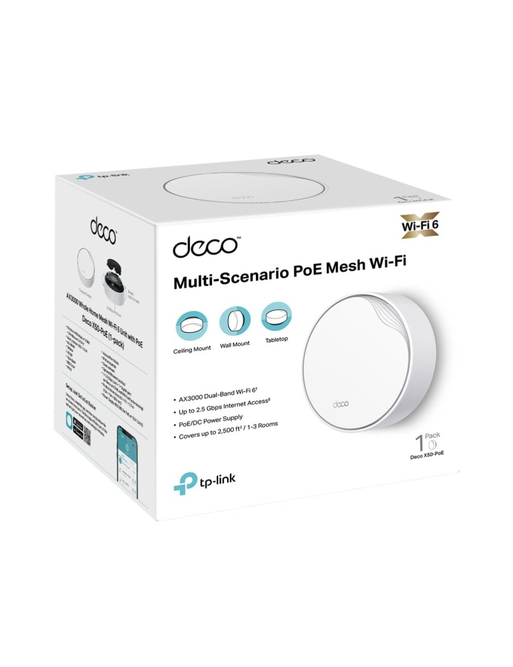Sistema Mesh TP-Link Deco X50-PoE 3000Mbps/ 2.4GHz 5GHz