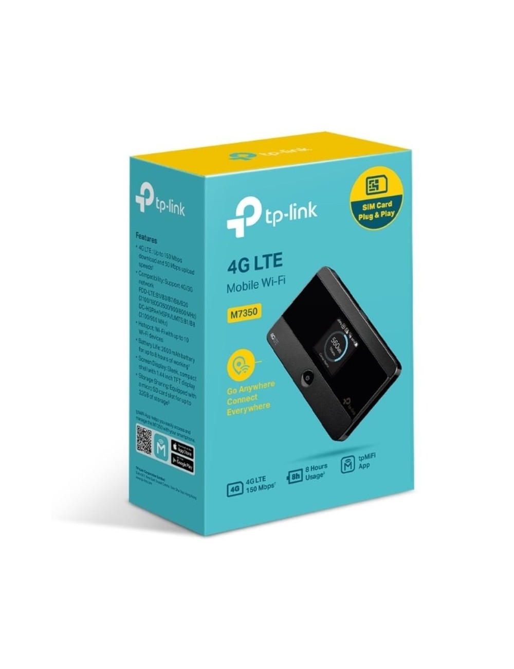 Modem Inalámbrico 4G TP-Link M7350 150Mbps/ 2.4GHz 5GHz/ 1 Antena/ WiFi 802.11a/b/g/n