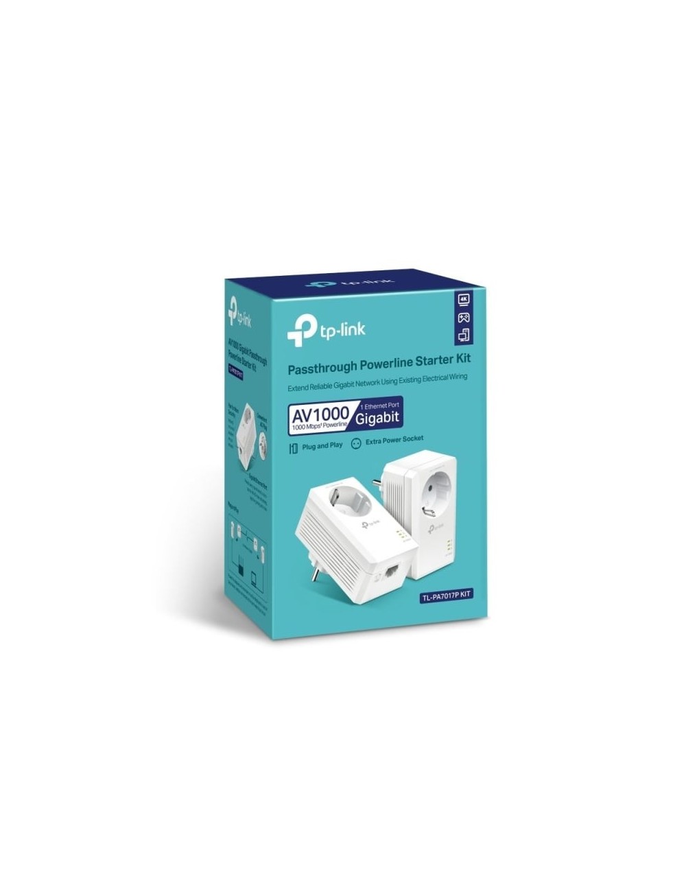 Adaptador Powerline TP-Link TL-PA7017P KIT AV1000 1000Mbps/ Alcance 300m/ Pack de 2