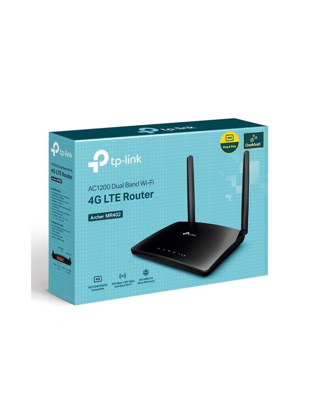 Router Inalámbrico 4G TP-Link Archer MR402 1200Mbps/ 2.4GHz 5GHz/ 2 Antenas/ WiFi 802.11ac/n/a/b/g/n
