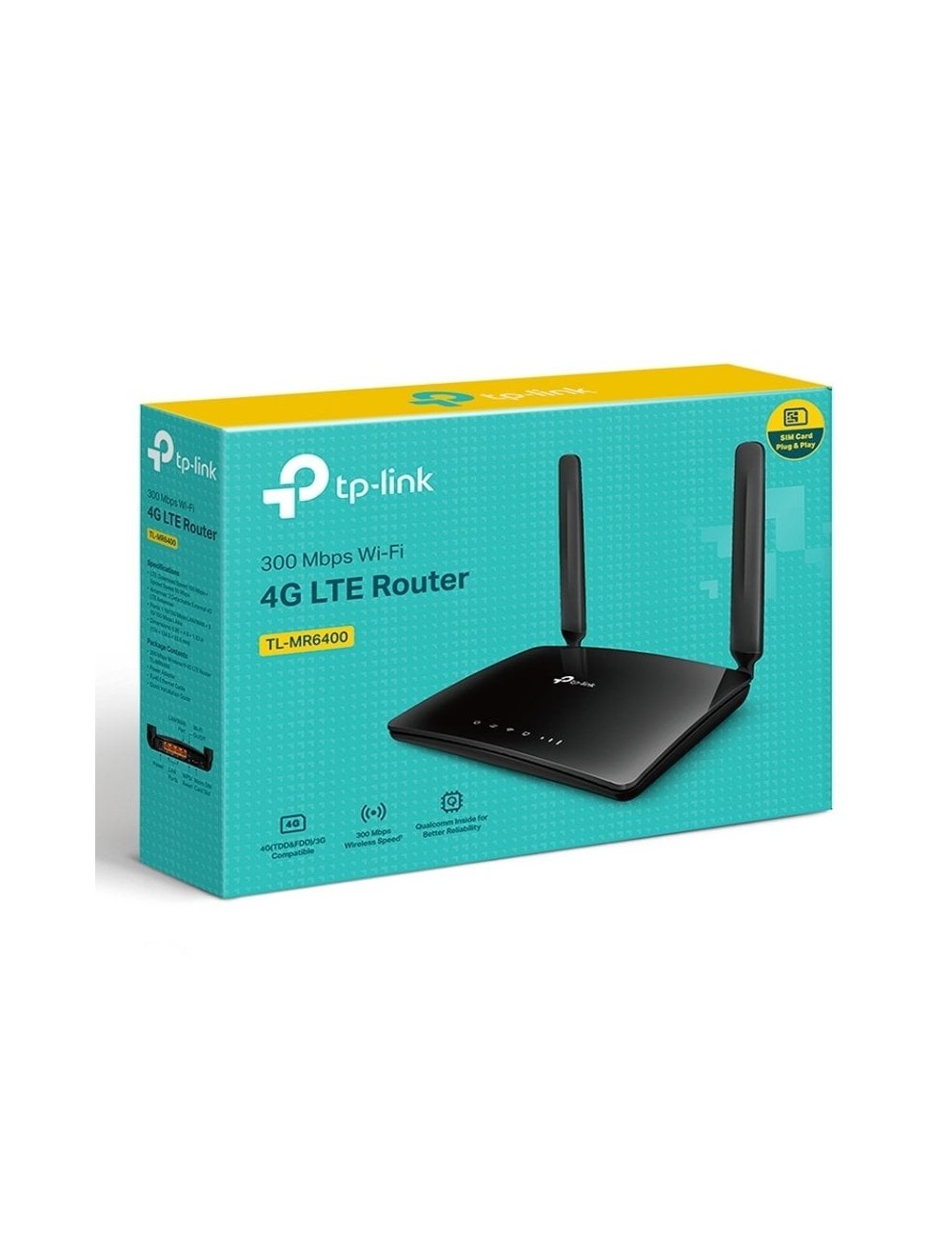 ROUTER SENSE FILS 4G TP-LINK-2.4GHZ-300MBPS-3-LAN-1-WAN-1 SIM-2 ANTENES INTERNES-2 ANTENES 4G LTE EXTERNES(TL-MR6400)