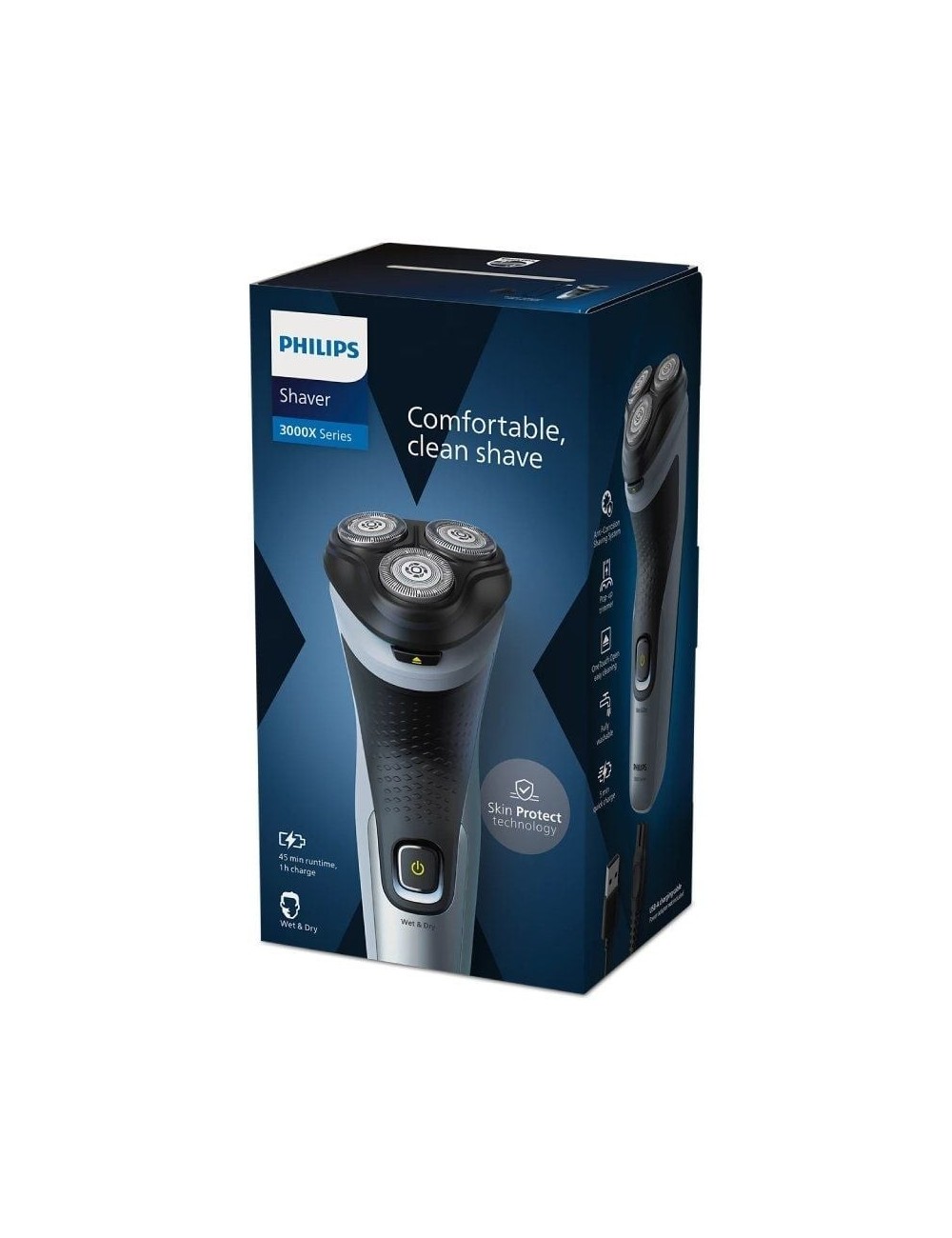 Afeitadora Philips Shaver Series 3000X X3063/ con Batería/ 2 Accesorios