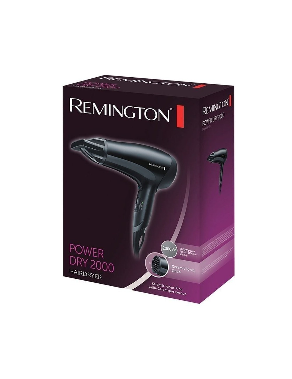 Secador Remington Power Dry 2000 D3010/ 2000W/ Iónico/ Negro