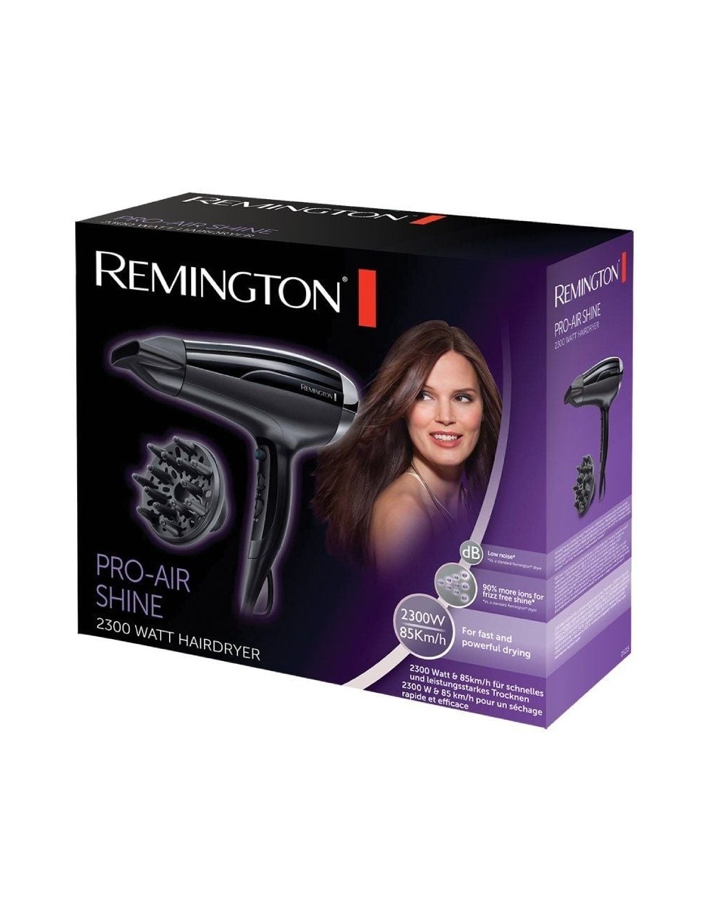 Secador Remington Pro-Air Shine 2300W/ Iónico/ Negro