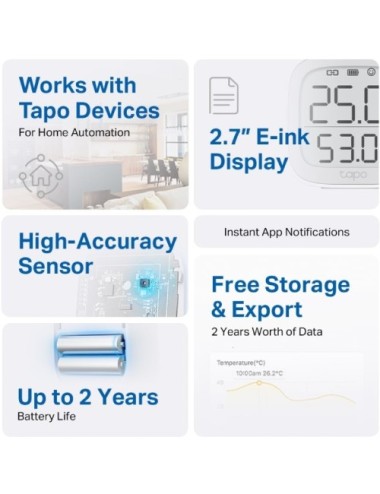 Sensor de Temperatura y Humedad TP-Link Tapo T315/ Requiere Hub Inteligente