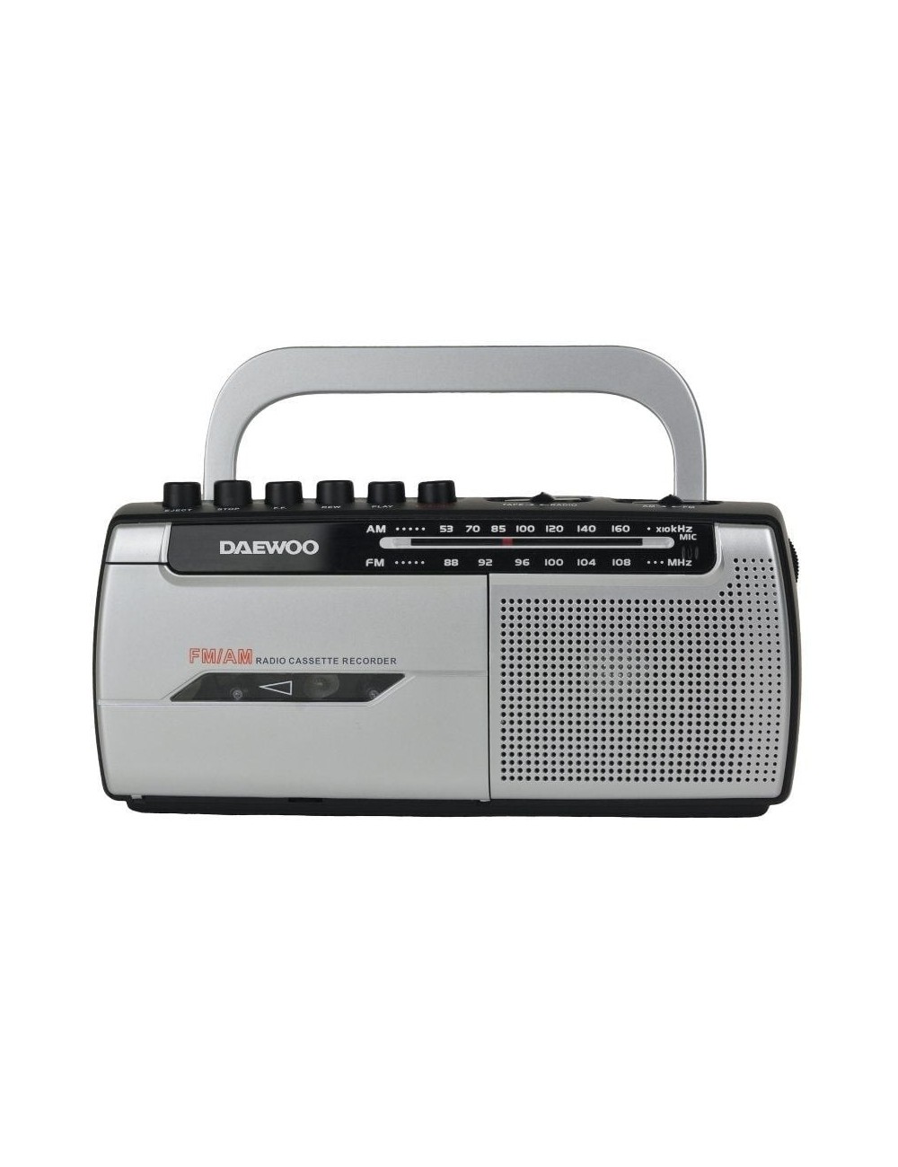 Radio Cassete Daewoo DW1107/ con Cable/ a Pilas/ Negra y Plateada