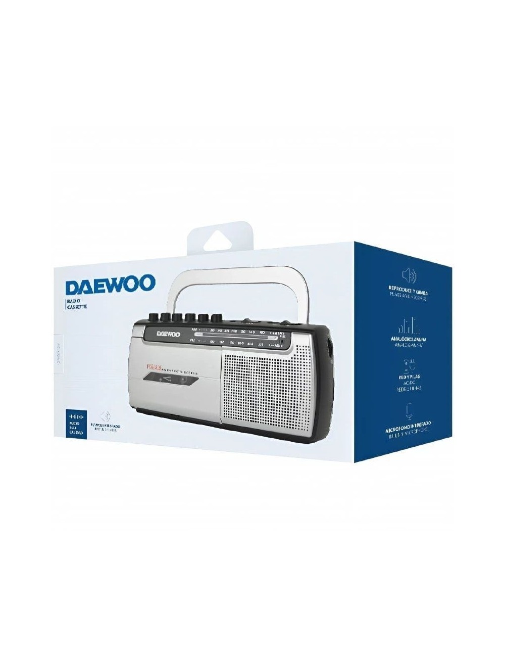 Radio Cassete Daewoo DW1107/ con Cable/ a Pilas/ Negra y Plateada