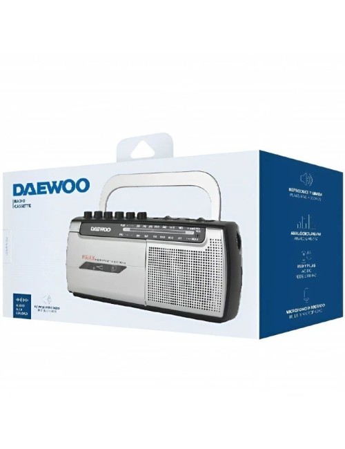 Radio Cassete Daewoo DW1107/ con Cable/ a Pilas/ Negra y Plateada
