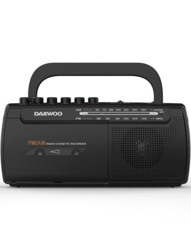 Radio Cassete Daewoo DW1108/ con Cable/ a Pilas/ Negra