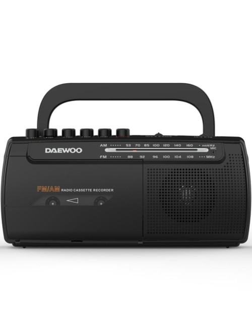 Radio Cassete Daewoo DW1108/ con Cable/ a Pilas/ Negra