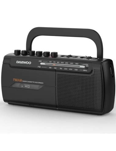Radio Cassete Daewoo DW1108/ con Cable/ a Pilas/ Negra