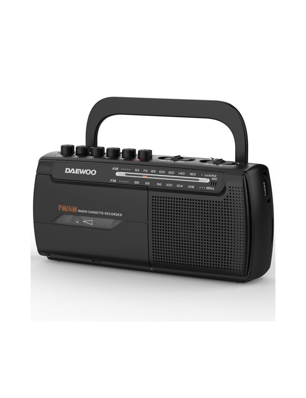 Radio Cassete Daewoo DW1108/ con Cable/ a Pilas/ Negra