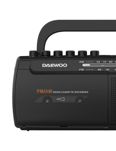 Radio Cassete Daewoo DW1108/ con Cable/ a Pilas/ Negra