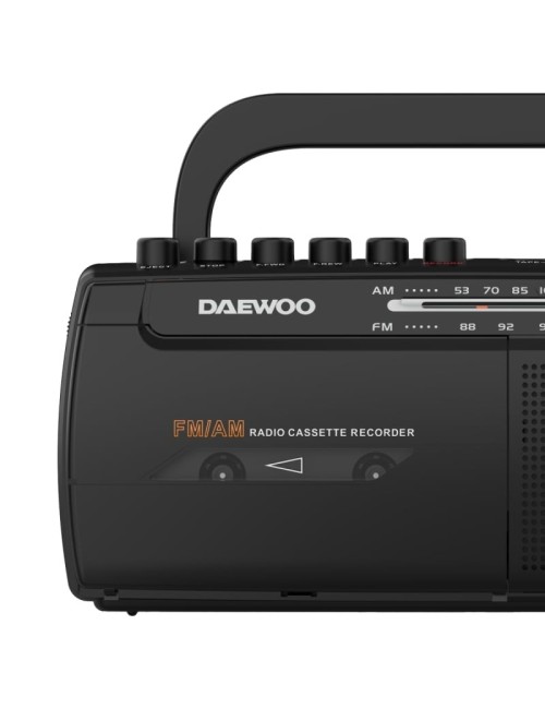 Radio Cassete Daewoo DW1108/ con Cable/ a Pilas/ Negra