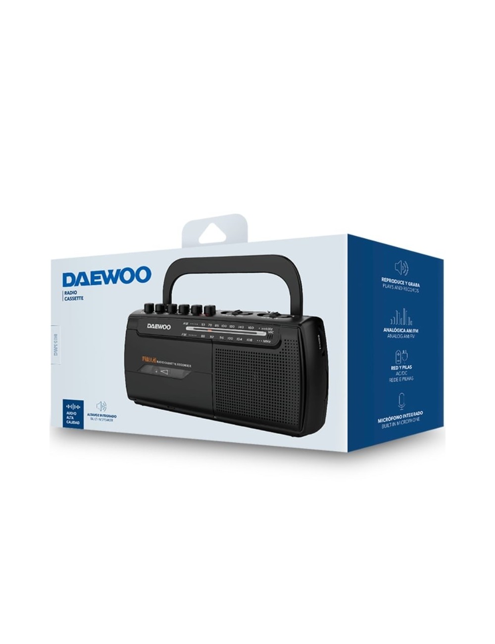 Radio Cassete Daewoo DW1108/ con Cable/ a Pilas/ Negra