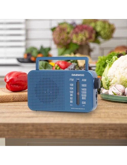 Radio Portátil Daewoo DW1120/ con Cable/ a Pilas/ Azul