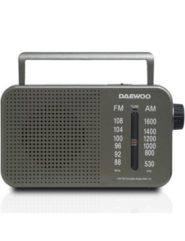 Radio Portátil Daewoo DW1121/con Cable/ a Pilas/ Gris