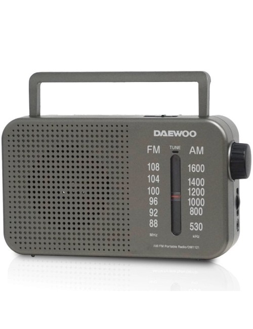 Radio Portátil Daewoo DW1121/con Cable/ a Pilas/ Gris