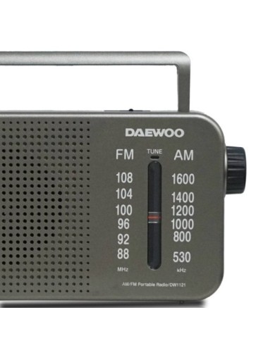 Radio Portátil Daewoo DW1121/con Cable/ a Pilas/ Gris