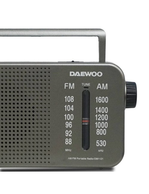 Radio Portátil Daewoo DW1121/con Cable/ a Pilas/ Gris