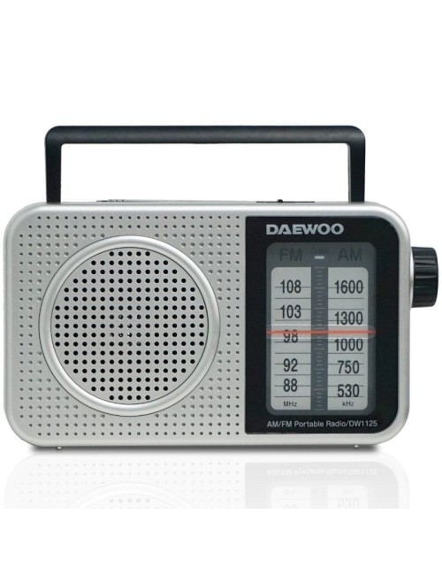 Radio Portátil Daewoo DW1125/ a Pilas/ Gris Metalizado