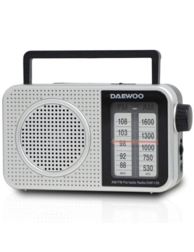 Radio Portátil Daewoo DW1125/ a Pilas/ Gris Metalizado