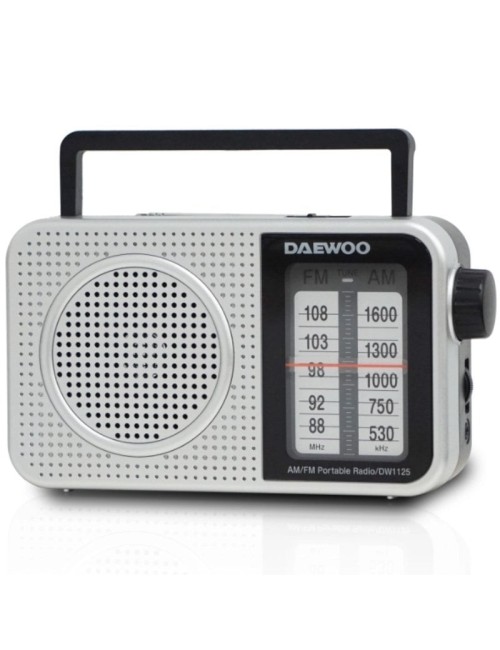 Radio Portátil Daewoo DW1125/ a Pilas/ Gris Metalizado