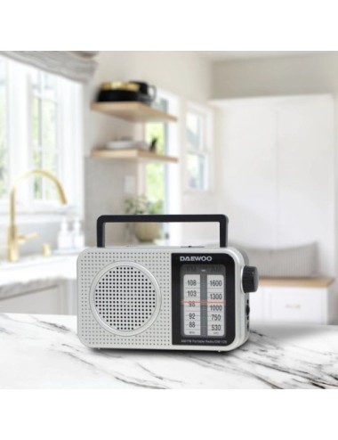 Radio Portátil Daewoo DW1125/ a Pilas/ Gris Metalizado