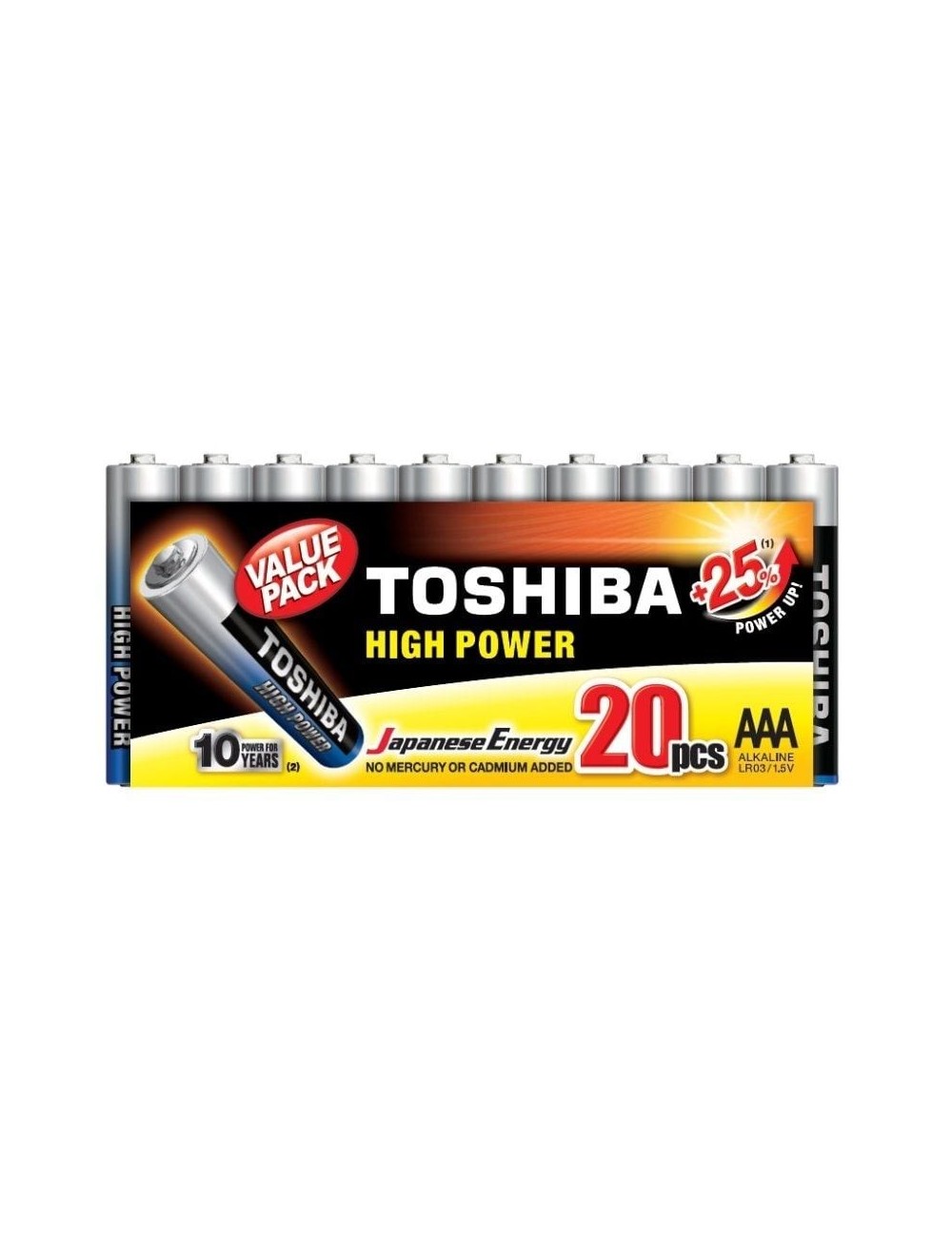 Pack de 20 Pilas AAA Toshiba High Power LR03/ 1.5V/ Alcalinas