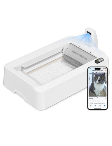 Arenero para Gatos Autolimpiable PetKit PuroBot Crystal Duo con Cubierta/ Control desde APP/ Blanco