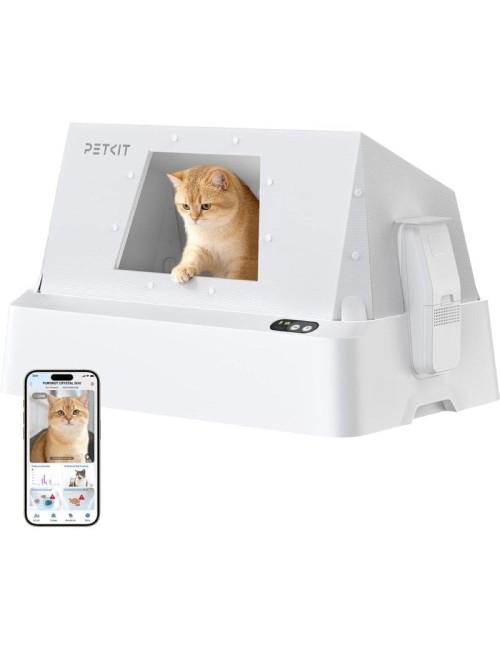 Arenero para Gatos Autolimpiable PetKit PuroBot Crystal Duo con Cubierta/ Control desde APP/ Blanco