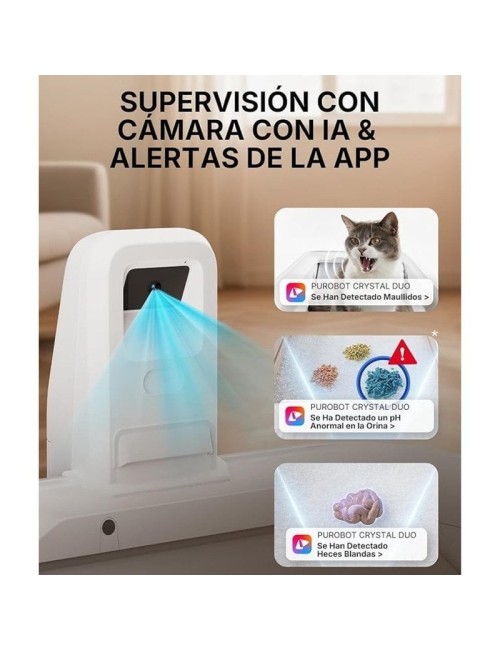 Arenero para Gatos Autolimpiable PetKit PuroBot Crystal Duo con Cubierta/ Control desde APP/ Blanco