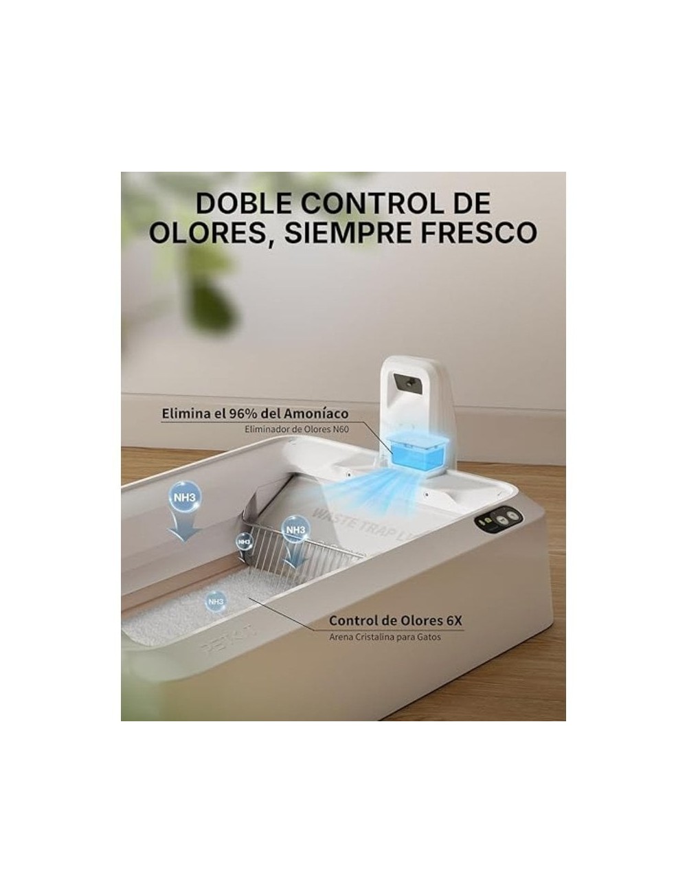 Arenero para Gatos Autolimpiable PetKit PuroBot Crystal Duo con Cubierta/ Control desde APP/ Blanco