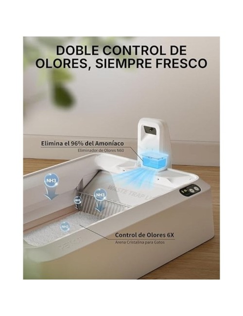 Arenero para Gatos Autolimpiable PetKit PuroBot Crystal Duo con Cubierta/ Control desde APP/ Blanco