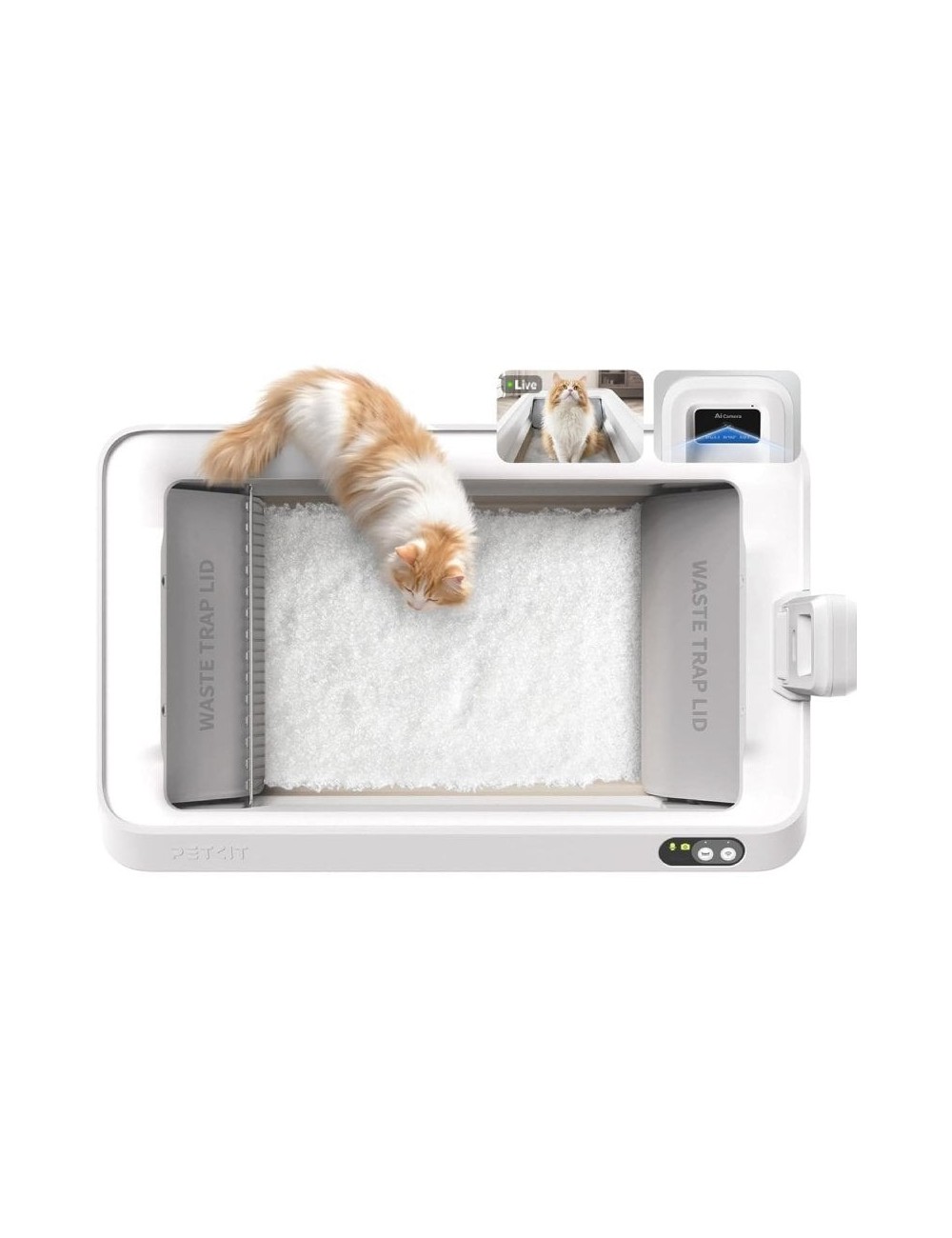 Arenero para Gatos Autolimpiable PetKit PuroBot Crystal Duo con Cámara/ Control desde APP/ Blanco